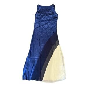 SooLinen Tank Asymmetrical Layered Maxi Dress in Blue, Size L​​